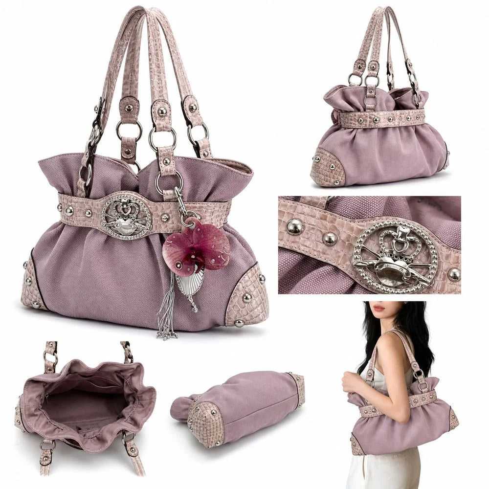 Sac à bandoulière en toile rose