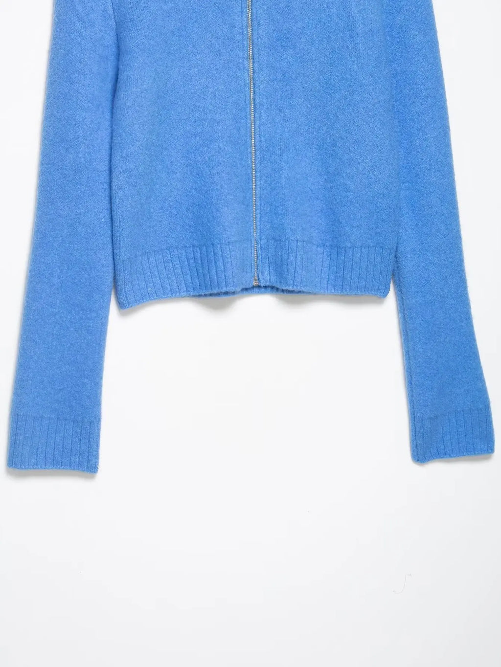 KONDALA Trendy Blue Zip-up Knitted Jacket