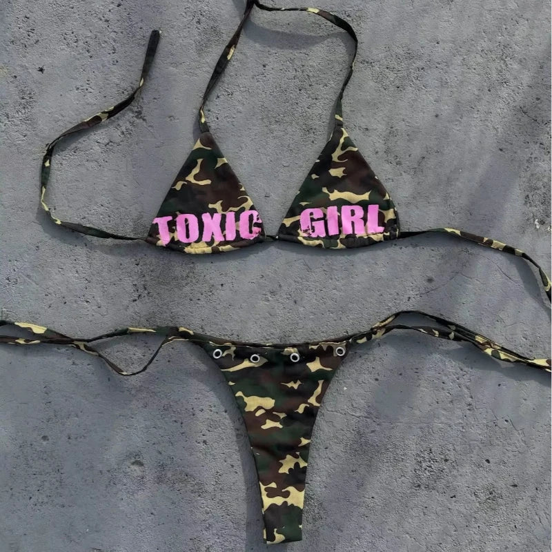 Triangle Bikini Set Camouflage PrinT