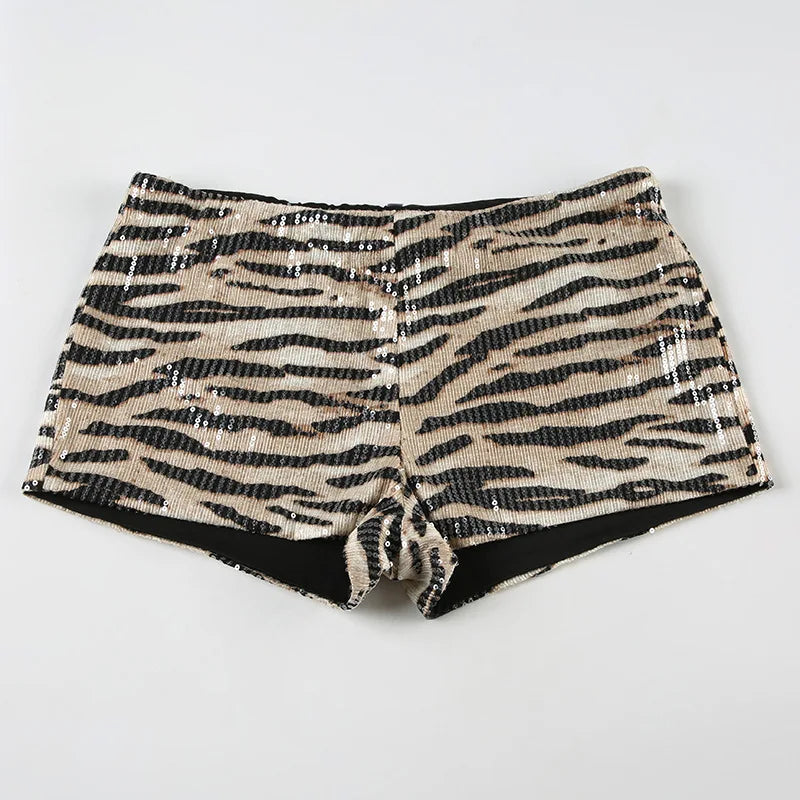 Zebra Print Sequin Shorts