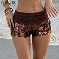 Shorts With Folds Waist Glittery