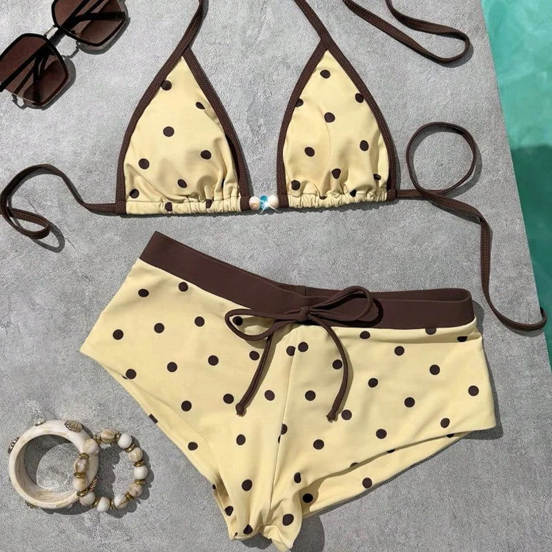 Triangle Suspender Bikini Set