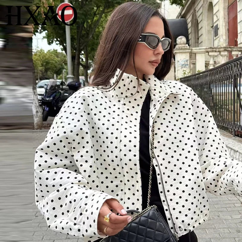 HXAO Polka Dot Bomber Jacket