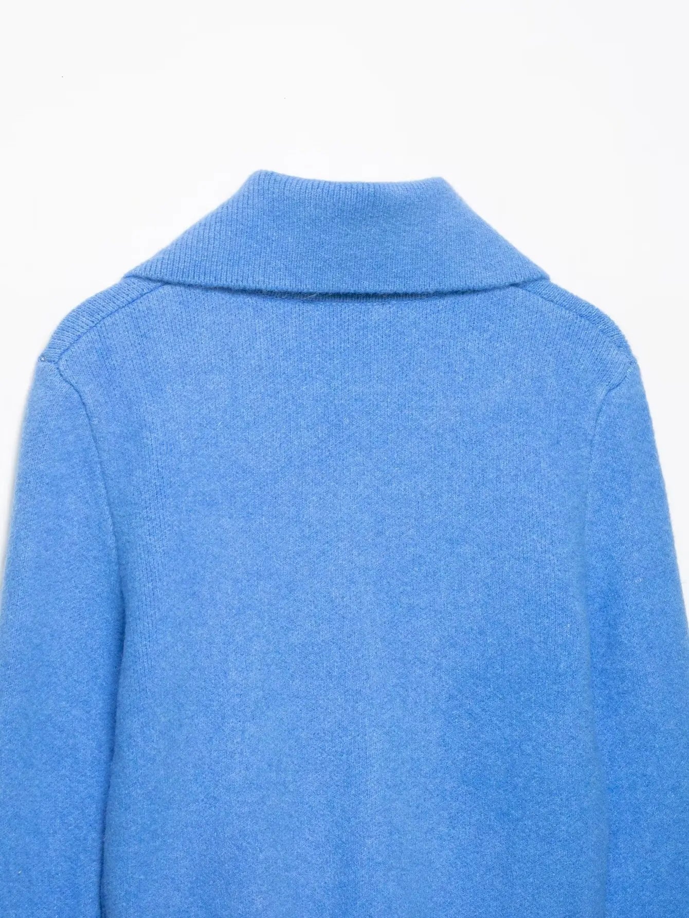 KONDALA Trendy Blue Zip-up Knitted Jacket