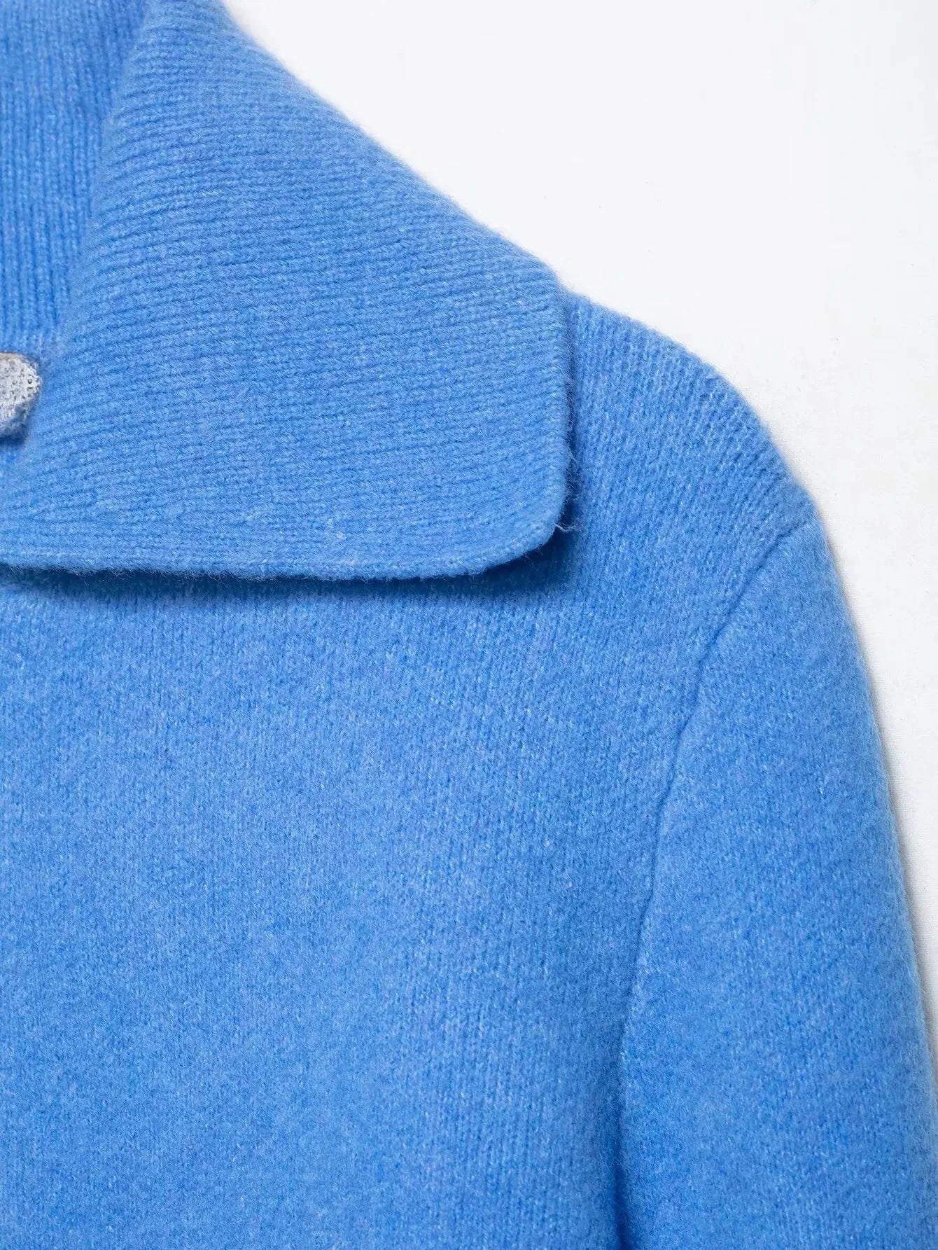 KONDALA Trendy Blue Zip-up Knitted Jacket