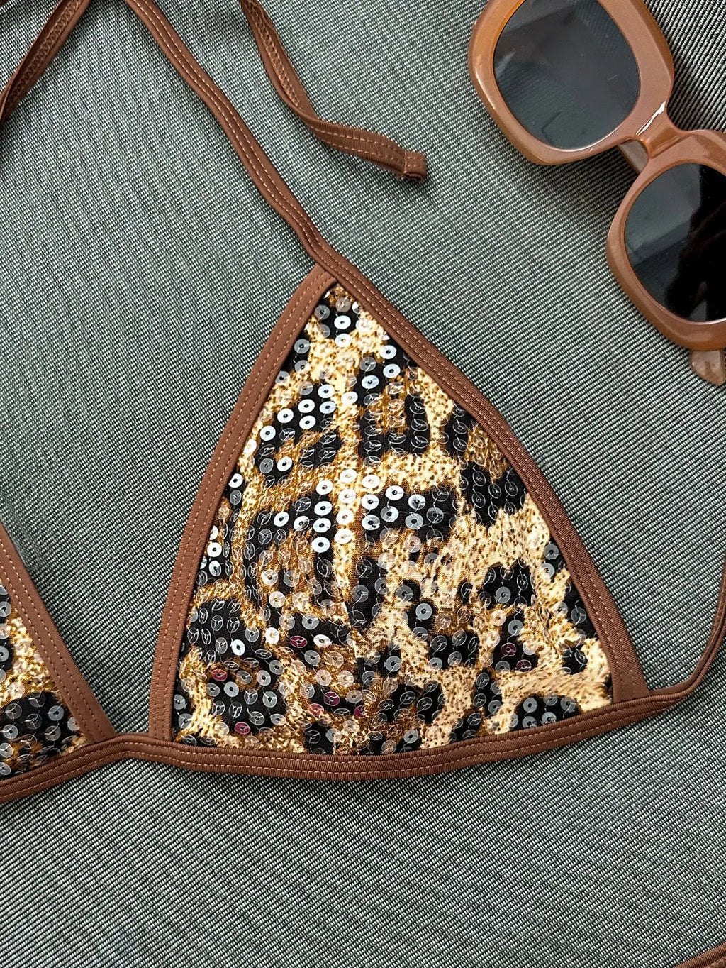 Coffee Leopard Print Bikini