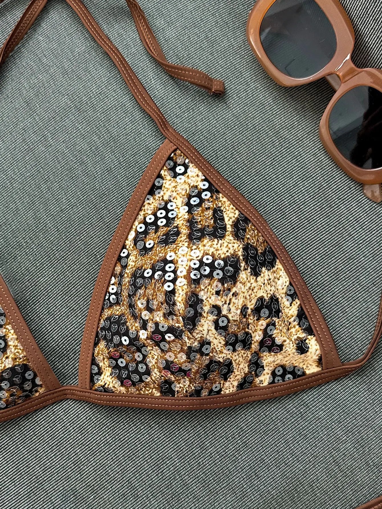 Coffee Leopard Print Bikini
