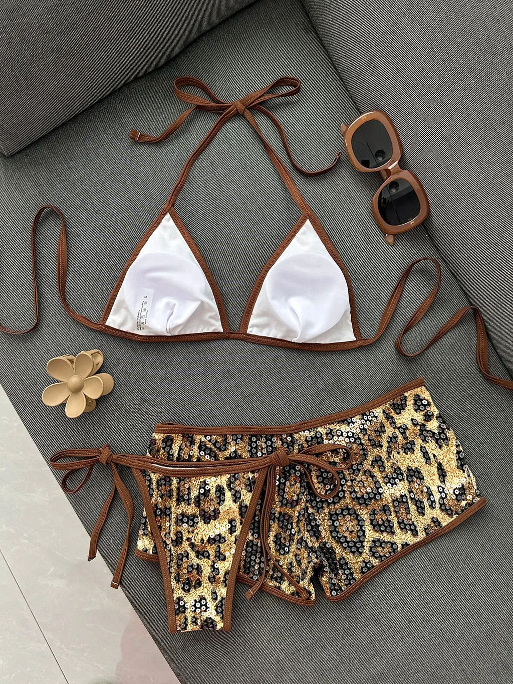 Coffee Leopard Print Bikini