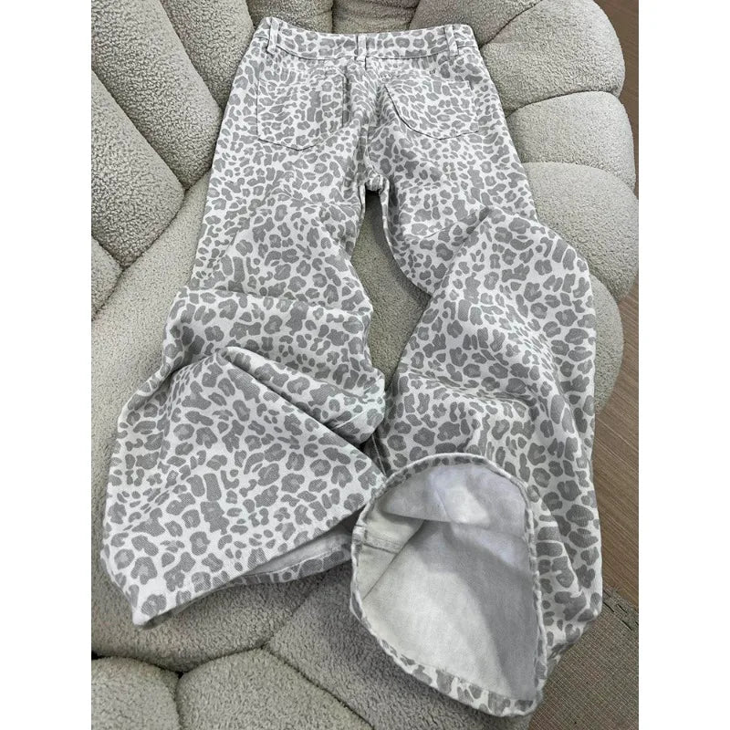 Leopard Print Jeans Retro Denim