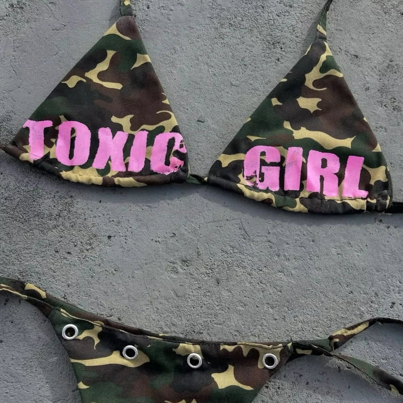 Triangle Bikini Set Camouflage PrinT