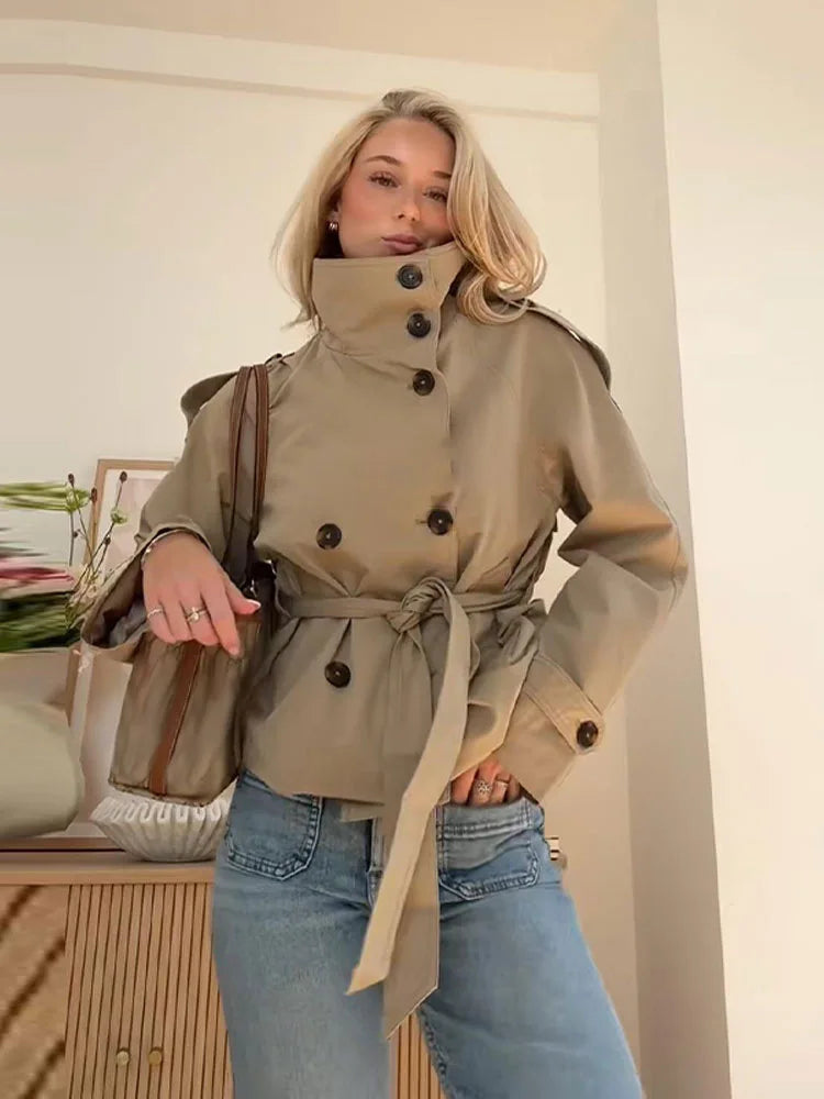 Trench Jackets  Double Breasted Stand Collar Coats